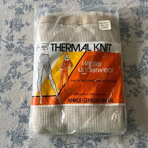 Vintage SEARS 80s NOS Women's Thermal Knit Winter Underwear XL Beige